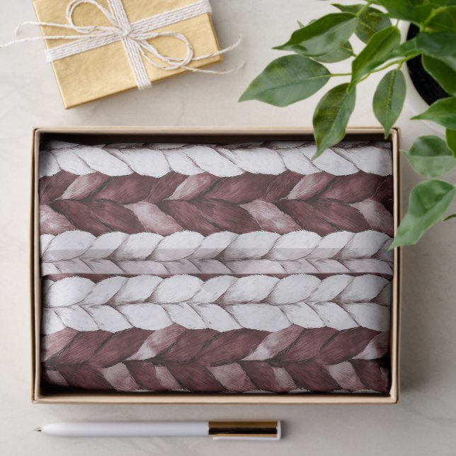 Papel De Seda Burgundy White Strips Natal (Presente)