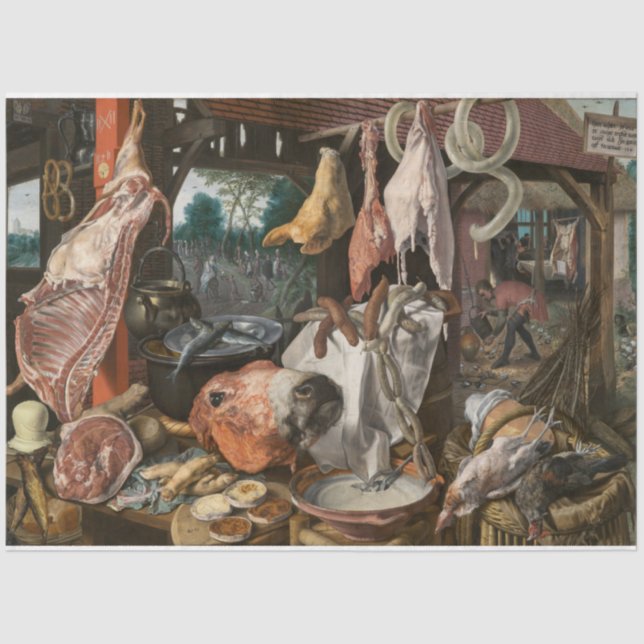 Papel De Seda Butcher's Stall (por Pieter Aertsen) (Frente )