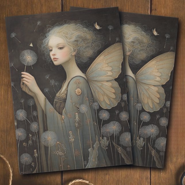 Papel De Seda Butterfly Fairy & Dandelion Field Decoupage Art (Criador carregado)