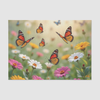 Papel De Seda Butterfly Meadow Seamless Pattern Vibrant Flowers