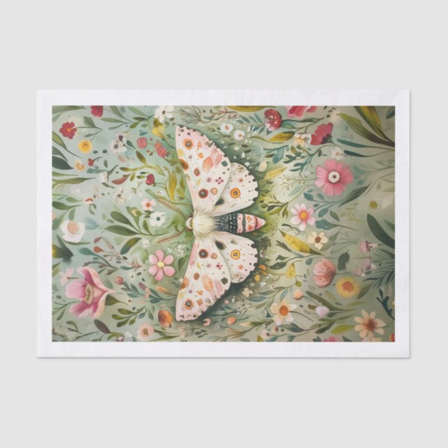 Papel De Seda Butterfly Moth Botânica (Frente )