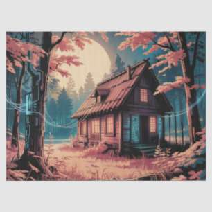 Papel De Seda Cabana Japonesa ao Luar Arte (2)