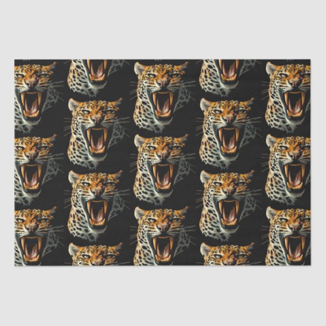 Papel De Seda Cabeça de ataque com picos-leopardo (Frente )