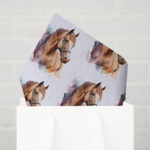Papel De Seda Cabeça de Cavalo Marrom em Padrão de Aquarela