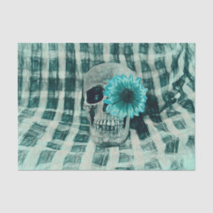 Papel De Seda Cabeça de Caveira Gótico Vintage Xadrez de Girasso