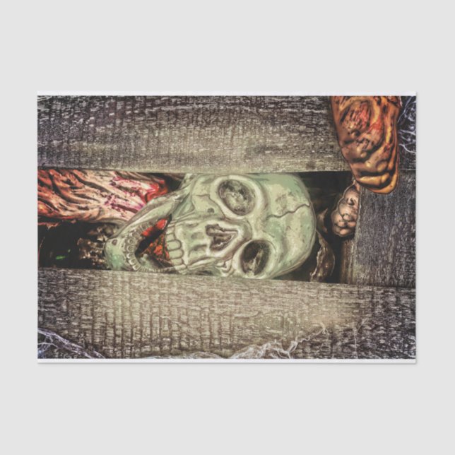 Papel De Seda Cabeça de Crânio Verde Gótica (Frente )