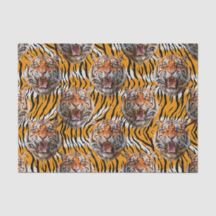 Papel De Seda Cabeça De Tigre Na Pele De Tigre Design