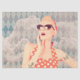 Papel De Seda Cabeça nas nuvens Estilo de Pino Superior Rapariga