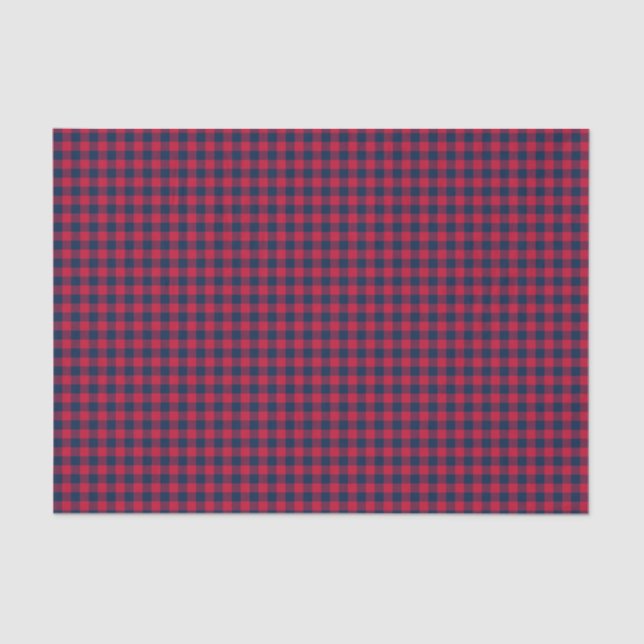 Papel De Seda Cabelo de basebol. Tecido Gingham Molhado-Vermelho (Frente )