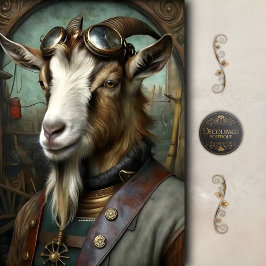 Papel De Seda Cabrito Steampunk Caprichoso Decoupage de Fazenda