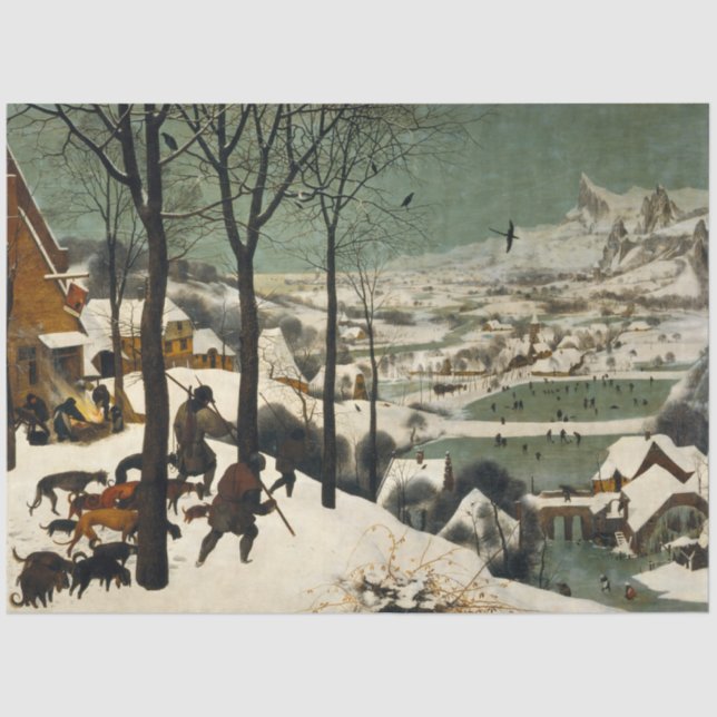 Papel De Seda Caçadores na neve (por Pieter Bruegel, o Velho) (Frente )