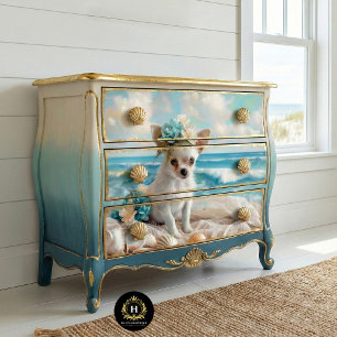 Papel De Seda Cachorrinho Chihuahua de Decoupagem de Praia da Er