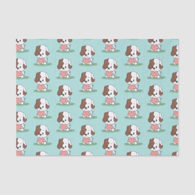 Papel De Seda Cachorrinho Com Um Coração (Frente )