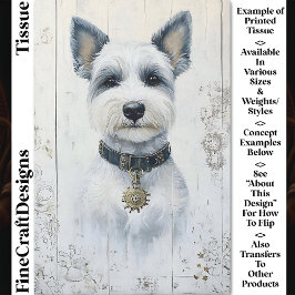 Papel De Seda Cachorrinho Fofo Westie Branco Retrato CX1 Decoupa
