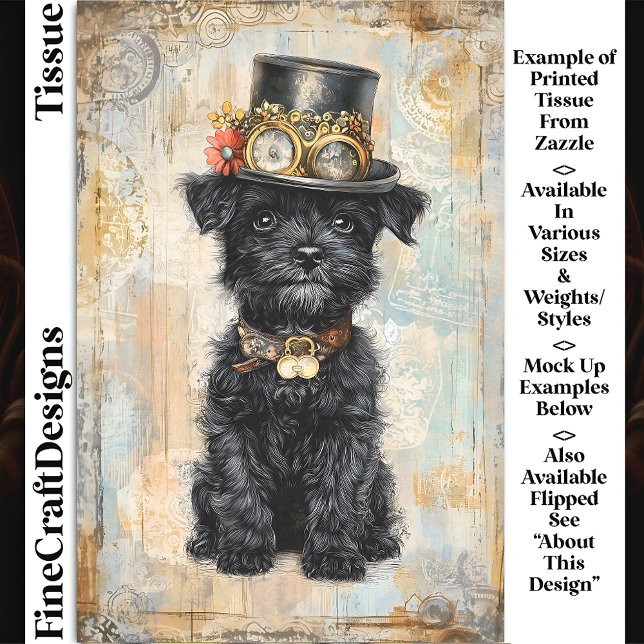 Papel De Seda Cachorrinho Preto Fofo Com Chapéu Steampunk DL1L D (Criador carregado)