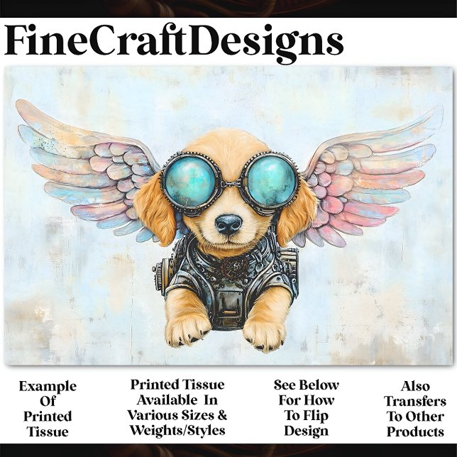 Papel De Seda Cachorrinho Voador Steampunk Fofo Decoupagem AW3 (Criador carregado)