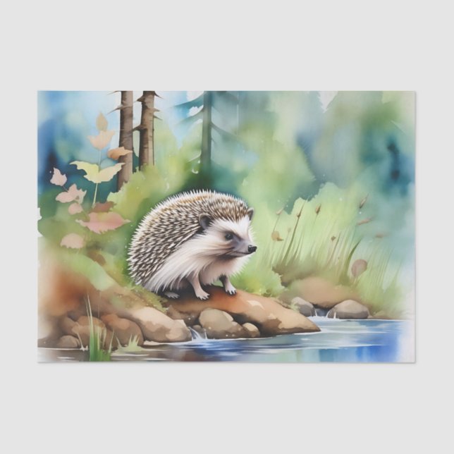 Papel De Seda Cachorro Aquarela de Hedgehog (Frente )