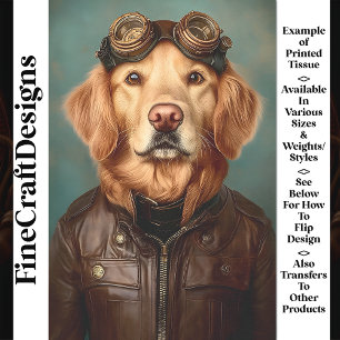 Papel De Seda Cachorro Aviador Steampunk Golden Retriever AS7 De