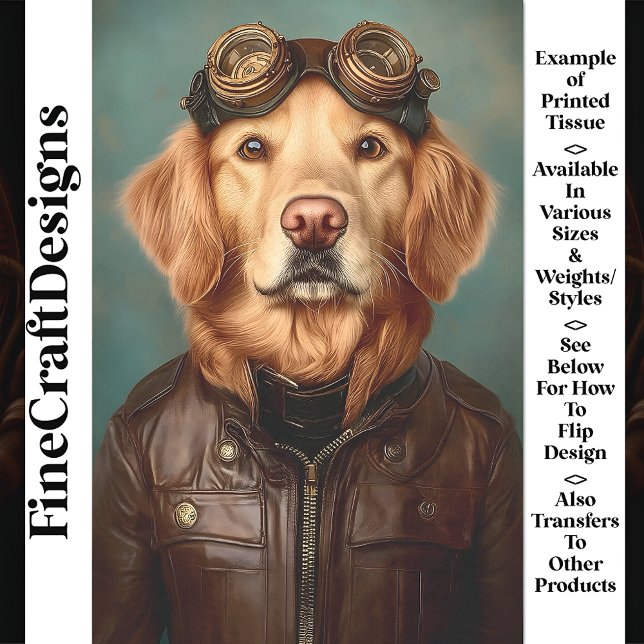 Papel De Seda Cachorro Aviador Steampunk Golden Retriever AS7 De (Criador carregado)