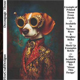 Papel De Seda Cachorro Beagle Steampunk Glamouroso Decoupage EZ5