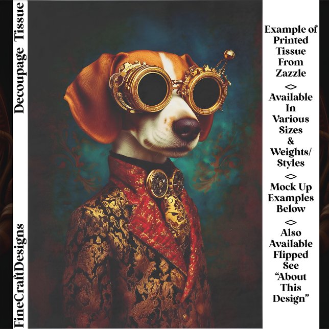 Papel De Seda Cachorro Beagle Steampunk Glamouroso Decoupage EZ5 (Criador carregado)