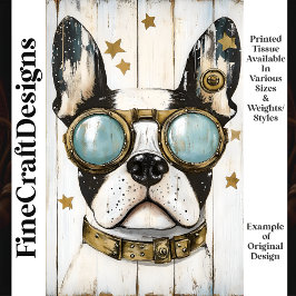 Papel De Seda Cachorro Boston Terrier Steampunk Fofo Decoupage K