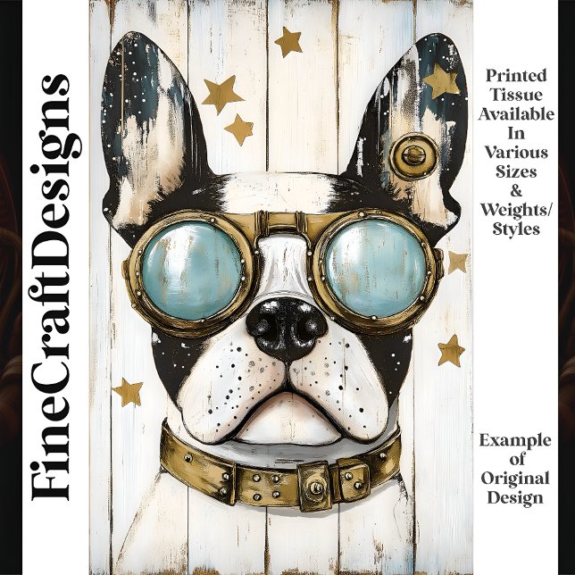 Papel De Seda Cachorro Boston Terrier Steampunk Fofo Decoupage K (Criador carregado)