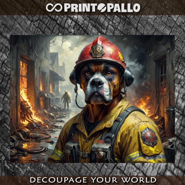 Papel De Seda Cachorro Boxer como Bombeiro -  (Criador carregado)
