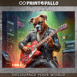 Papel De Seda Cachorro boxer tocando guitarra elétrica em um pal