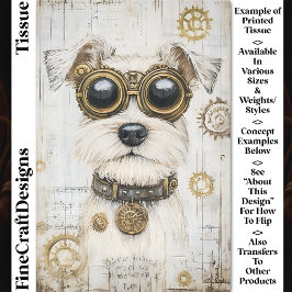 Papel De Seda Cachorro Branco Fofo de Steampunk com Óculos CY4 D