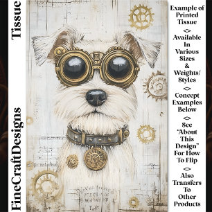 Papel De Seda Cachorro Branco Fofo de Steampunk com Óculos CY4 D