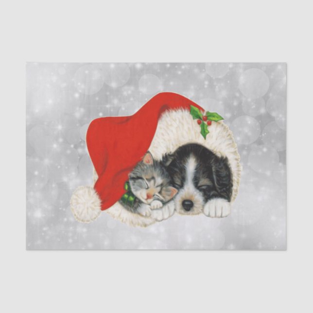 Papel De Seda Cachorro Cachorro Papais noeis Boné Natal (Frente )