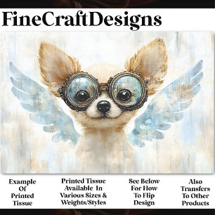 Papel De Seda Cachorro Chihuahua Fofo Steampunk Com Asas AV7 Dec