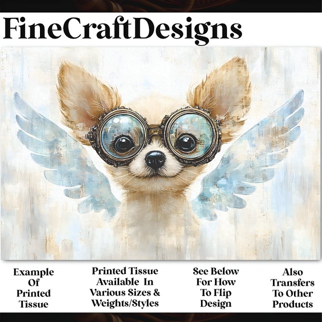Papel De Seda Cachorro Chihuahua Fofo Steampunk Com Asas AV7 Dec (Criador carregado)
