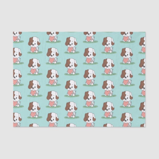 Papel De Seda Cachorro Com Coração (Frente )