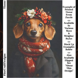 Papel De Seda Cachorro Dachshund Fofo com Cachecol Festivo ED9L 