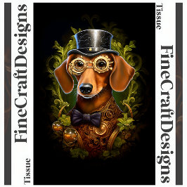 Papel De Seda Cachorro Dachshund Steampunk Ornamentado Decoupage