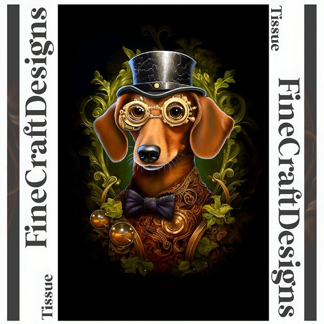 Papel De Seda Cachorro Dachshund Steampunk Ornamentado Decoupage (Criador carregado)