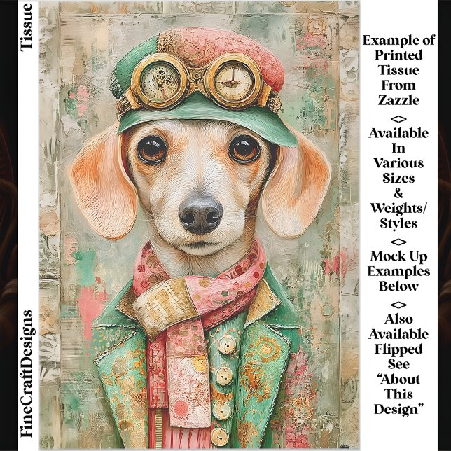 Papel De Seda Cachorro Dachshund Vestido com Pastéis Caprichosos (Criador carregado)