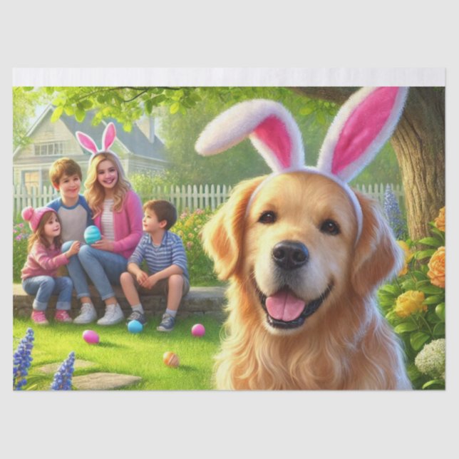Papel De Seda Cachorro de Família da Páscoa (Frente )