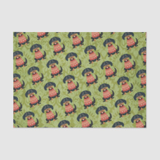 Papel De Seda Cachorro de Papais noeis de Dachshund de Natal