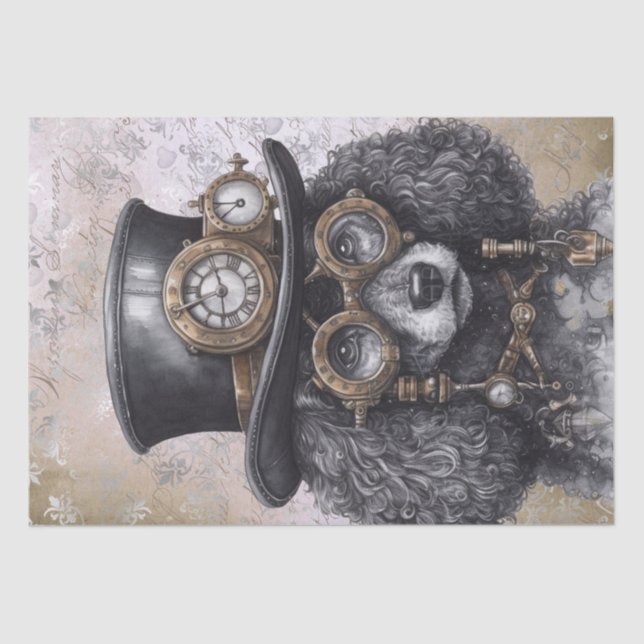 Papel De Seda Cachorro de Poodle Steampunk (Frente )