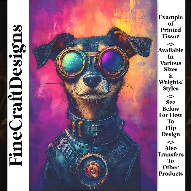 Papel De Seda Cachorro Divertido Moderno Ciberpunk Steampunk Z4  (Criador carregado)