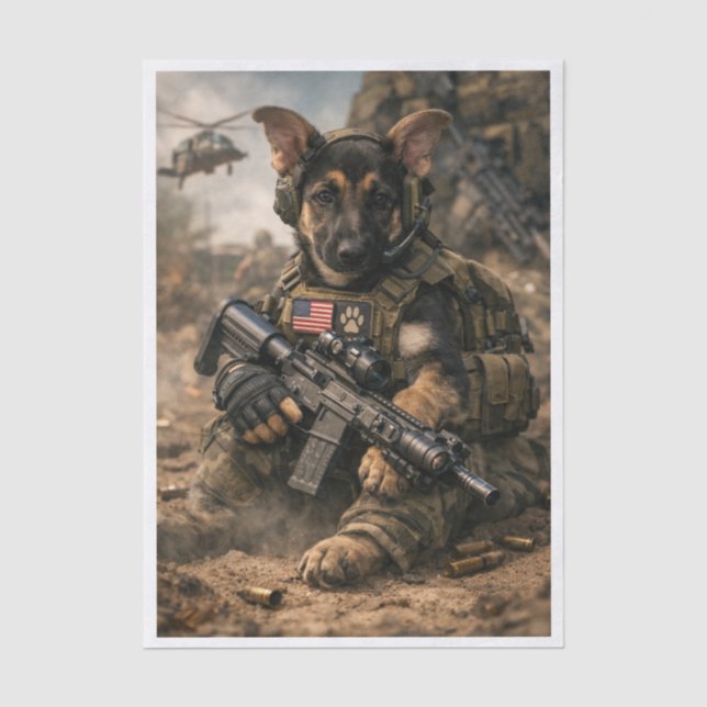 Papel De Seda Cachorro do Exército (Frente )