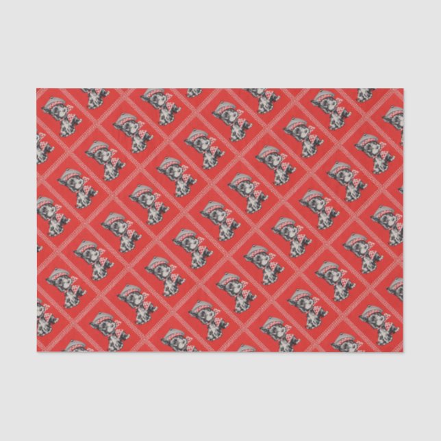 Papel De Seda Cachorro escocês de 1950 em vermelho (Frente )
