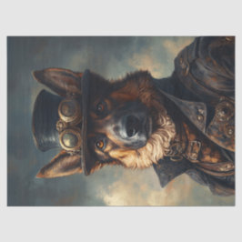 Papel De Seda Cachorro German shepherd Steampunk no Chapéu Super