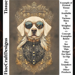 Papel De Seda Cachorro Labrador Elegante, Dourado Filigree CM3 D