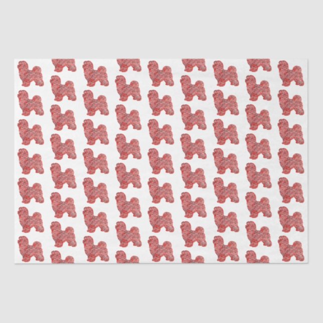 Papel De Seda Cachorro Maltês, Feliz Natal, Branco (Frente )