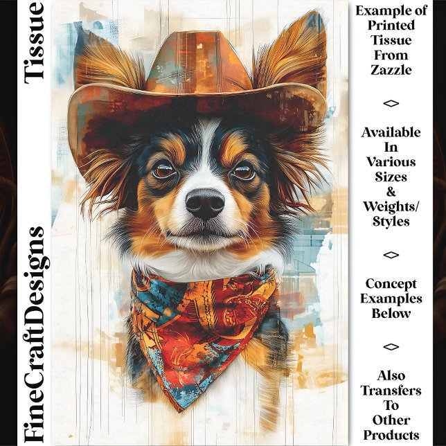 Papel De Seda Cachorro Papillon Ocidental Rústico, Chapéu DD9 De (Criador carregado)