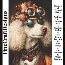 Papel De Seda Cachorro Poodle Steampunk Branco Real AX7 Decoupag